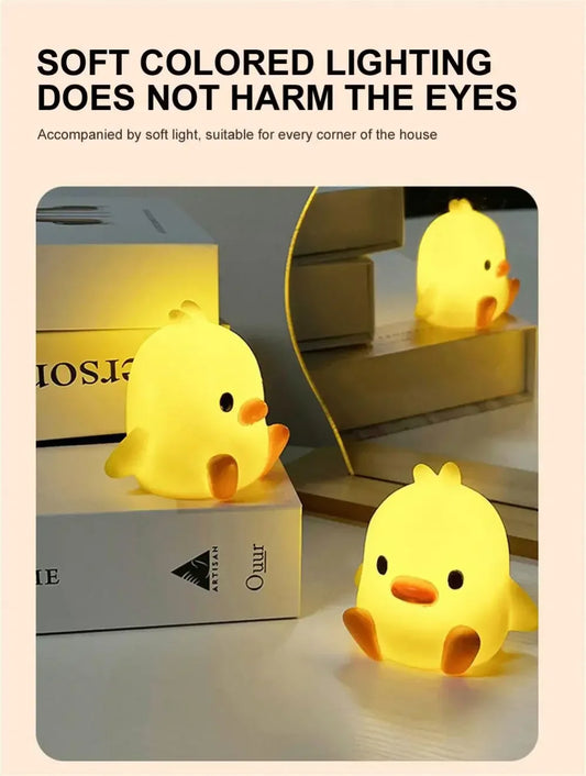 Little Yellow Duck Night Light – Cute Cartoon Bedside Lamp for Kids | مصباح بطة صفراء صغيرة ليلي – لمبة كرتونية لطيفة بجانب السرير للأطفال