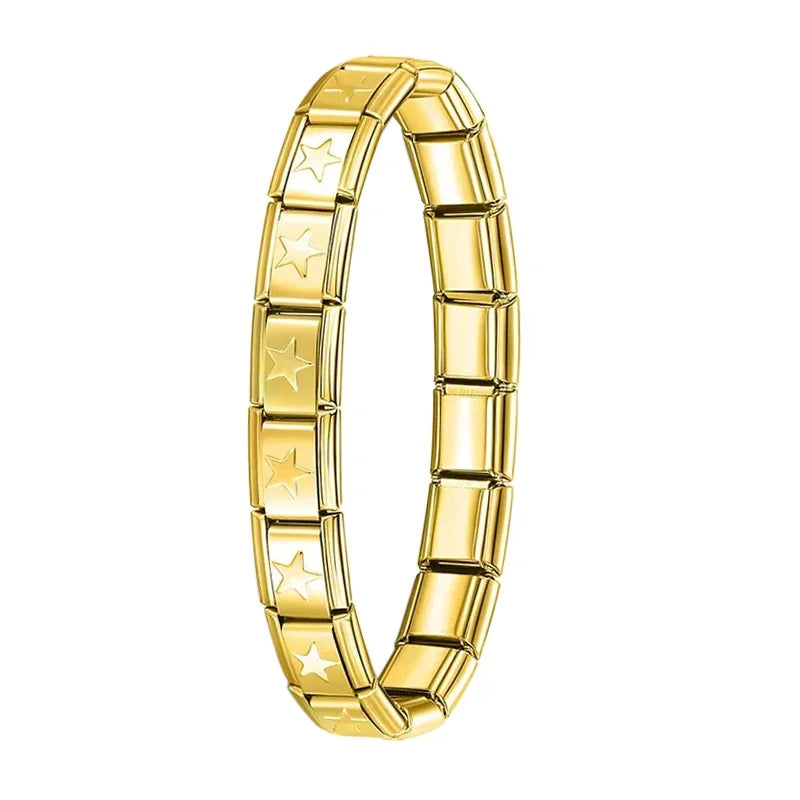 ✨ Hapiship Italian Elastic Charm Bracelet – 9mm Stainless Steel Fashion Bangle 🔷 سوار تشارم مرن إيطالي للنساء من هابي شيب – عرض 9 ملم ستانلس ستيل أنيق