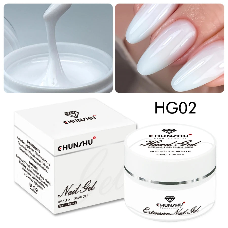 ✨ 30ML Milky White Hard Builder Gel – Self-Leveling Nail Extension Gel 🔷 جل بناء أظافر صلب بلون أبيض حليبي – 30 مل، للتمديد والتقوية بتقنية التسوية الذاتية