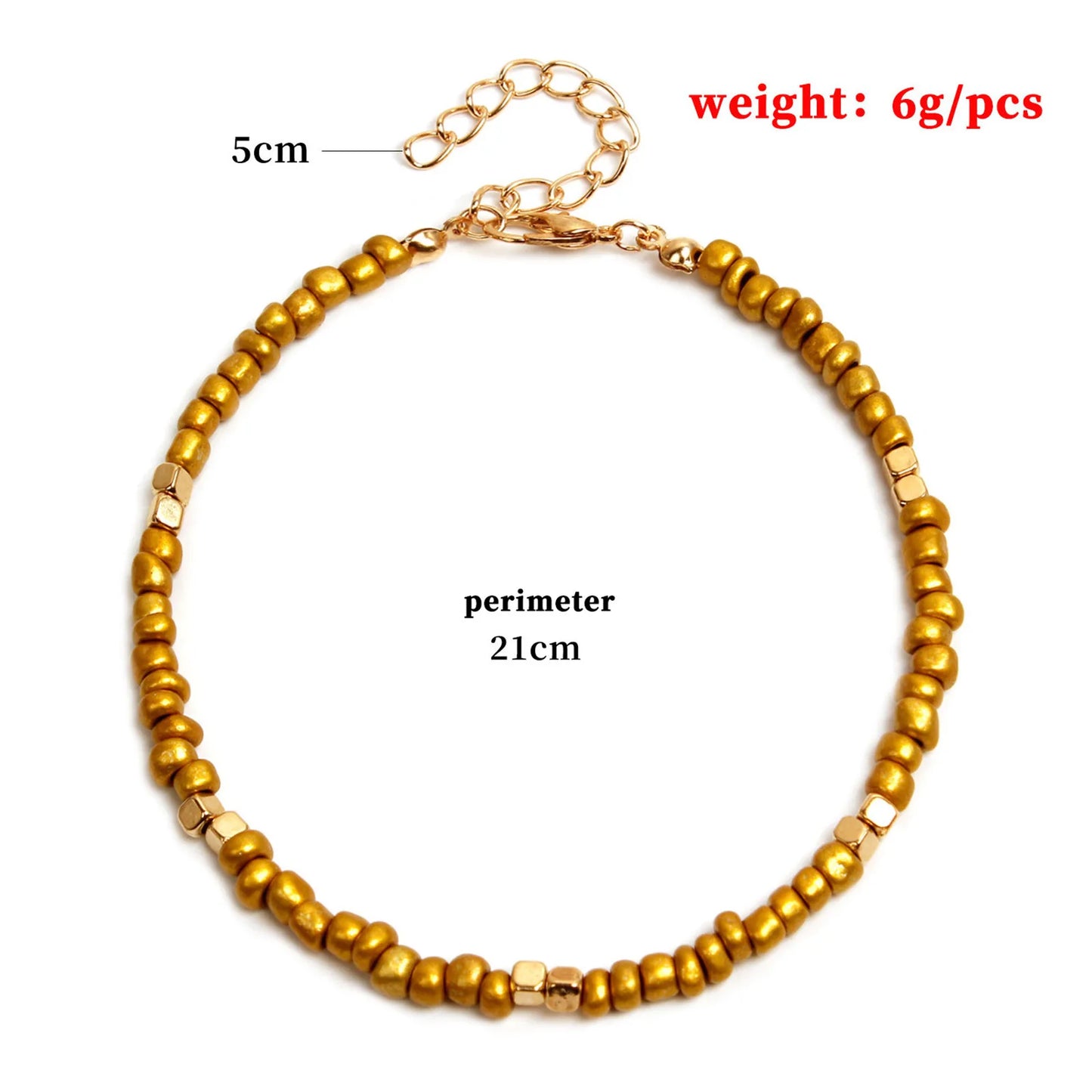 ✨ Bohemian Glass Beaded Anklet – Handmade Colorful Summer Beach Jewelry 🔷 خلخال بوهيمي مزين بحبيبات زجاج ملونة – إكسسوار يدوي ناعم لصيف الشاطئ