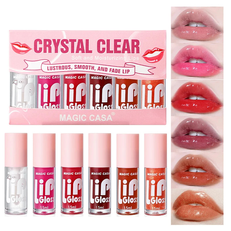 MAGIC CASA 6pcs Jelly Lip Oil – Plumping & Hydrating Gloss | ماچيك كازا طقم 6 زيوت شفاه جلّي – ترطيب ولمعان طبيعي