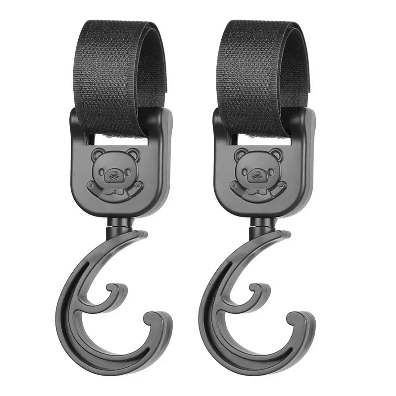 🪝 360° Rotating Baby Stroller Hooks – Universal Organizer Hangers for Pram & Cart | خطاف دوّار 360° لعربات الأطفال – لتعليق الشنط وتوفير المساحة