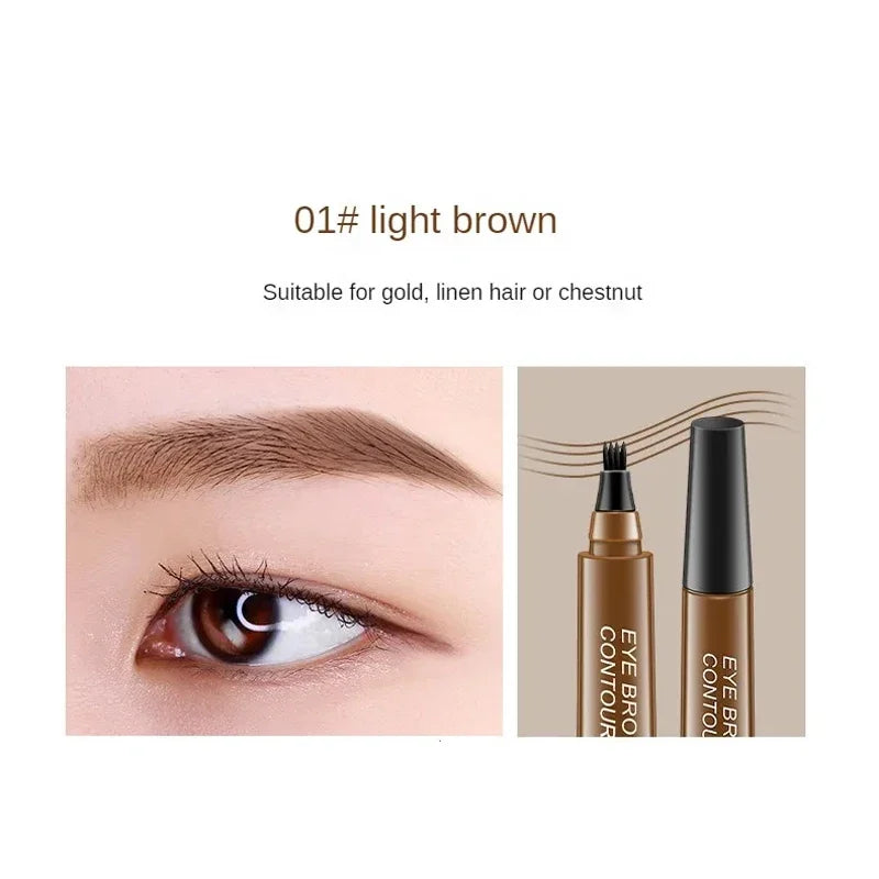 4-in-1 Waterproof Eyebrow Pencil – 5-Color Long-Lasting Liquid Brow Definer | قلم حواجب 4 في 1 مقاوم للماء – 5 ألوان طبيعية لتحديد ورسم الحواجب بثبات عالي