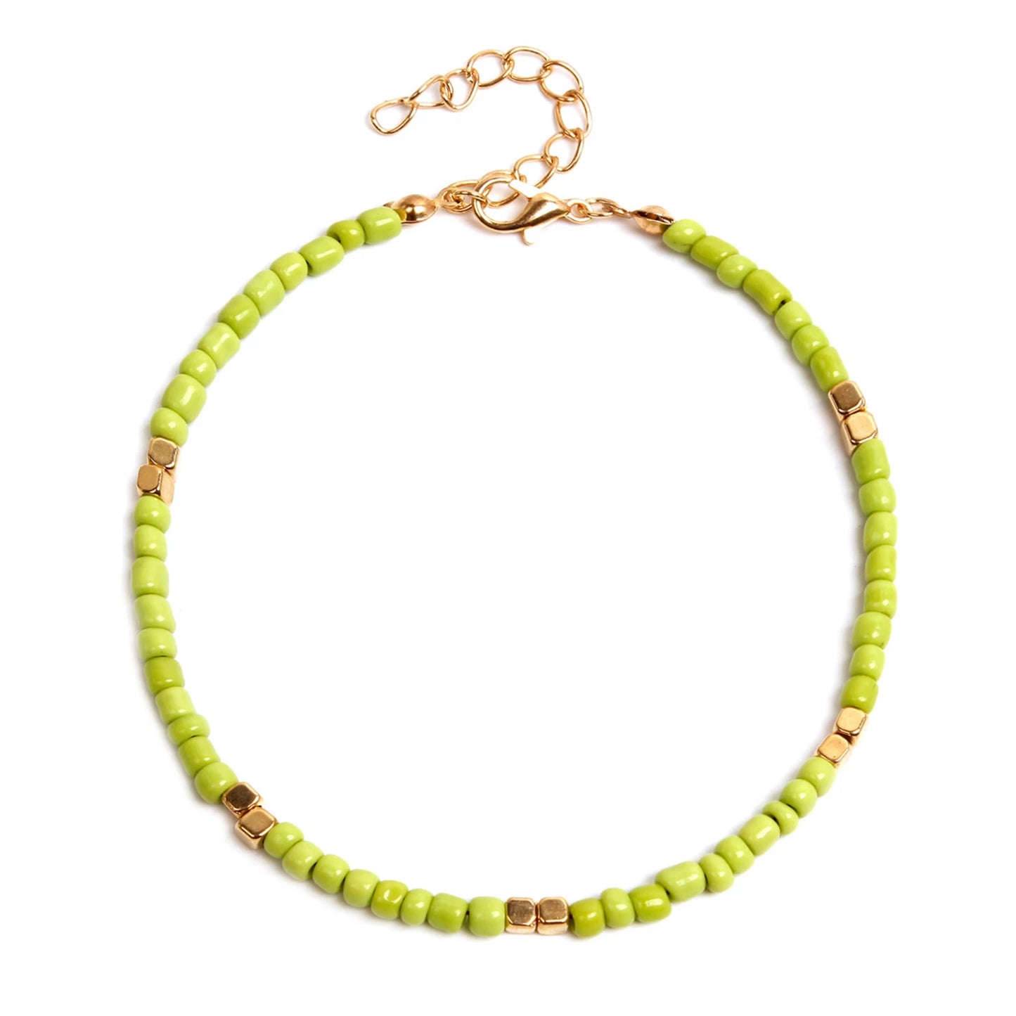 ✨ Bohemian Glass Beaded Anklet – Handmade Colorful Summer Beach Jewelry 🔷 خلخال بوهيمي مزين بحبيبات زجاج ملونة – إكسسوار يدوي ناعم لصيف الشاطئ