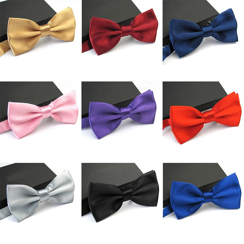 Men’s Classic Satin Bowtie – Adjustable Clip-On Plaid Bow Tie for Weddings & Formal Events | بابيون رجالي كلاسيكي ساتان – قابل للتعديل بتصميم مربعات أنيق للمناسبات الرسمية والحفلات