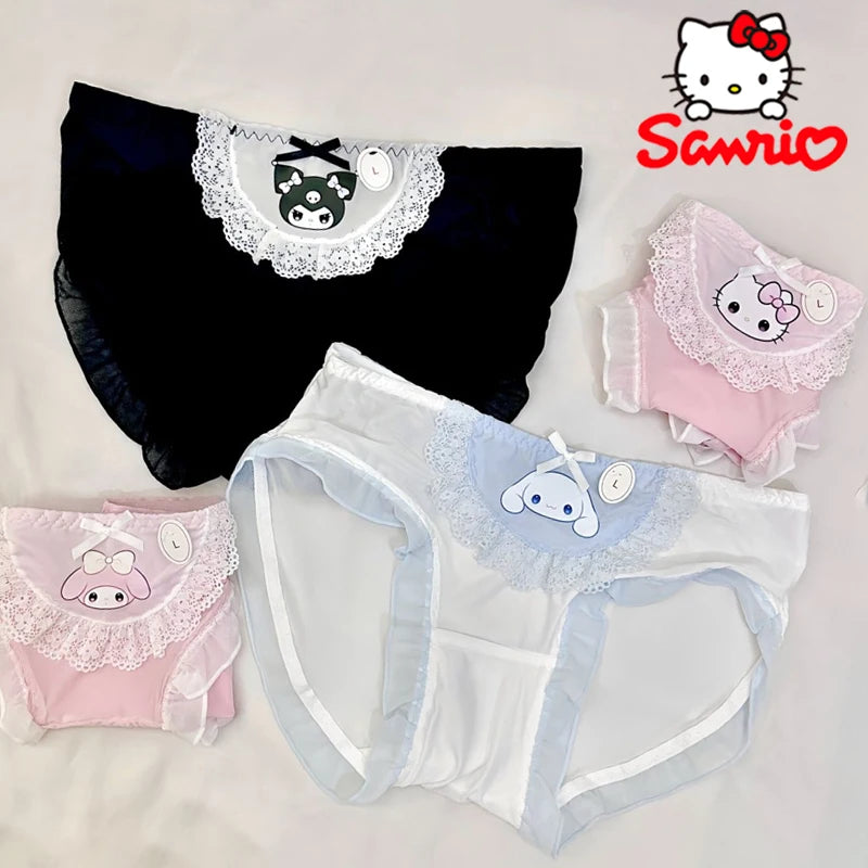 Sanrio Hello Kitty Women’s Ice Silk Panties – Cute Cartoon Triangle Underwear for Summer Comfort | ملابس داخلية نسائية من سانريو هيلو كيتي – تصميم مثلث لطيف من قماش الآيس سيلك المريح لصيف منعش