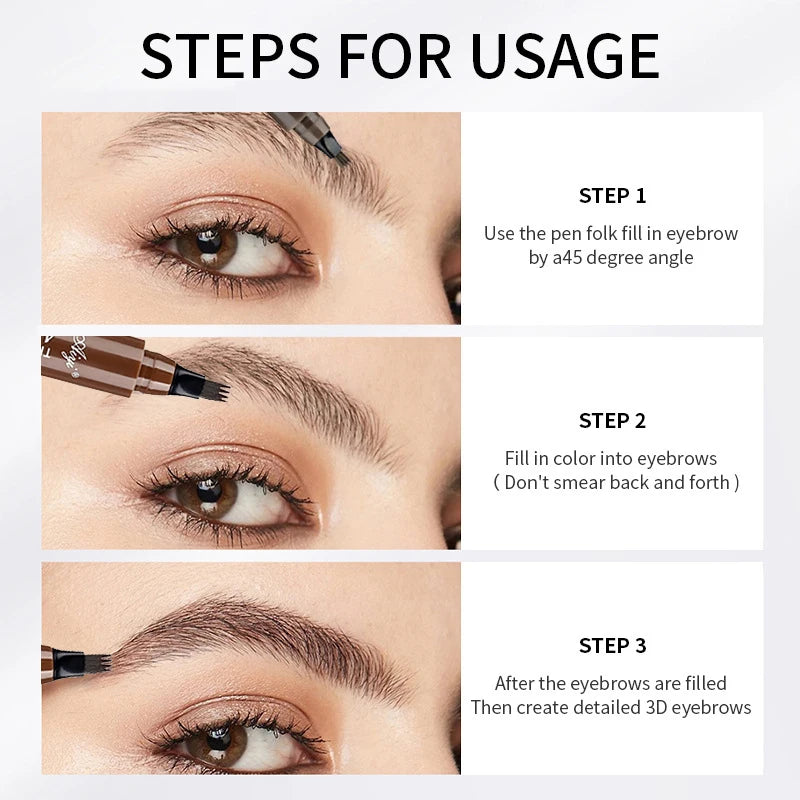 4-Pronged Waterproof Eyebrow Pencil – Long-Lasting, Smudge-Proof, Natural Brow Definition | قلم حواجب بأربعة رؤوس – ضد الماء والتلطخ، يدوم طويلًا لتحديد طبيعي للحواجب