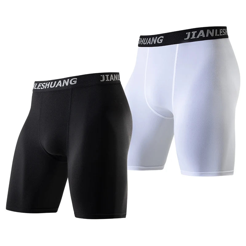 🏀 Men's Plus Size Long Sports Shorts – Elastic Waist Gym/Fitness Underwear (1/5 Pcs) | شورت رياضي رجالي طويل بمقاسات كبيرة – خصر مطاطي – جيم وكرة قدم (قطعة/5 قطع)