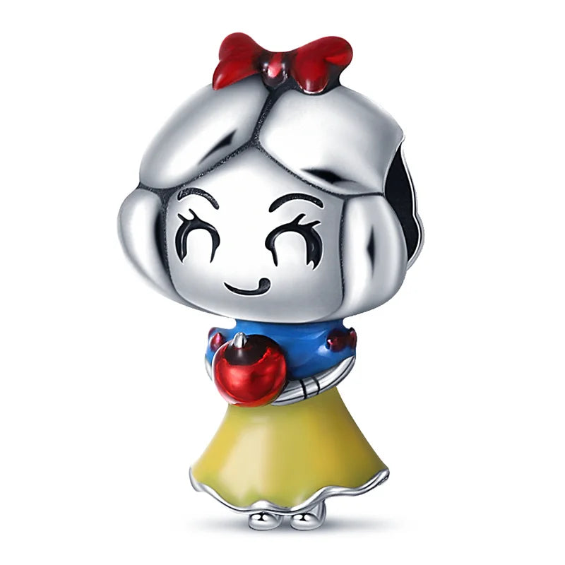 925 Sterling Silver Disney Bead Charm – Mickey, Minnie & Stitch DIY Bracelet Accessory | خرزة فضية أصلية 925 بتصميم ديزني – ميكي، ميني، وستيتش لسوار DIY نسائي أنيق