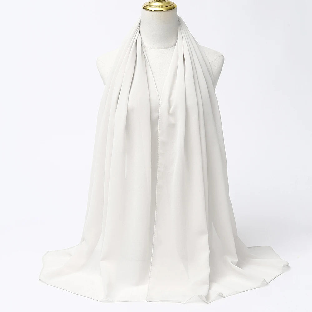 🌙 Muslim Chiffon Hijab Scarf for Women 🧣 – Solid Color Long Head Wrap Lightweight Veil | حجاب شيفون نسائي طويل – شال سادة بألوان أنيقة وخامة خفيفة