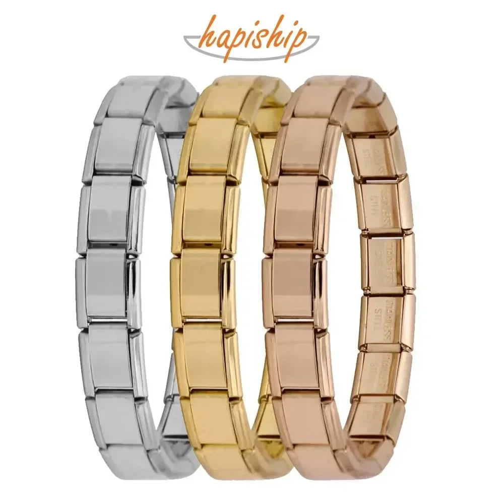 ✨ Hapiship Italian Elastic Charm Bracelet – 9mm Stainless Steel Fashion Bangle 🔷 سوار تشارم مرن إيطالي للنساء من هابي شيب – عرض 9 ملم ستانلس ستيل أنيق