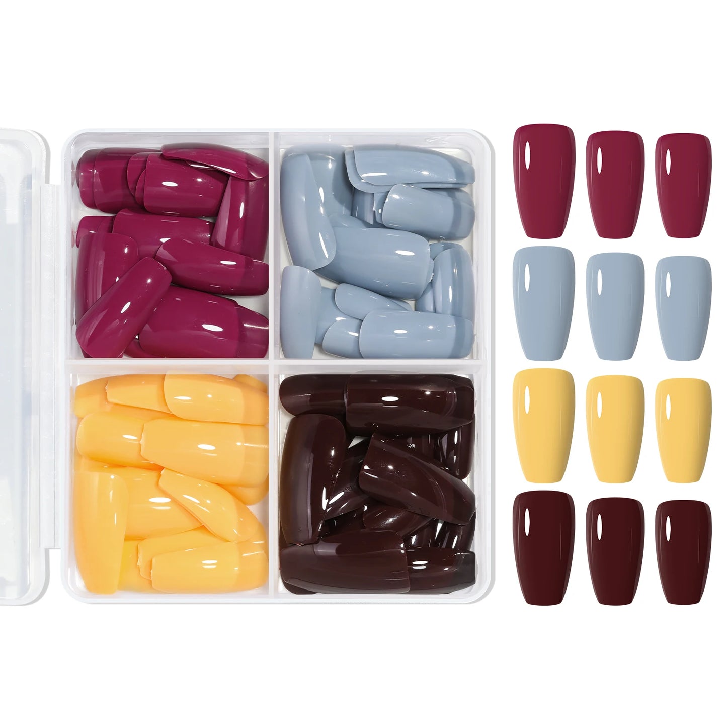 VelvaMatte 4-Color Soft Matte Press-On Nails – Full Coverage Elegance at Your Fingertips | ڤيلفا مات – أظافر صناعية ناعمة بـ ٤ ألوان مطفية لإطلالة أنيقة متكاملة