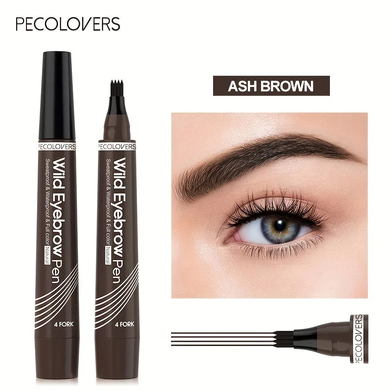 قلم وشم حواجب ضد الماء بأطراف رباعية – 6 ألوان طبيعية | Waterproof 4-Tip Eyebrow Tattoo Pen – 6 Natural Colors