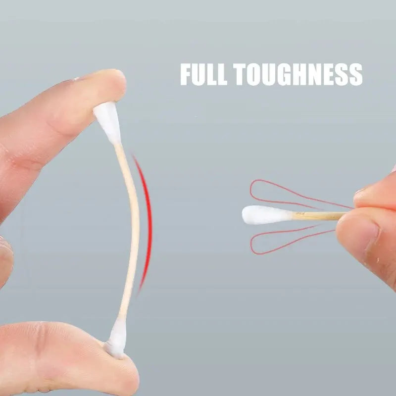 ✨ 500PCS Disposable Cotton Swabs – Double-Ended Round Head for Makeup & Cleaning 🔷 علبة أعواد قطنية 500 قطعة – برأسين مستديرين للاستخدامات اليومية والتجميل والتنظيف