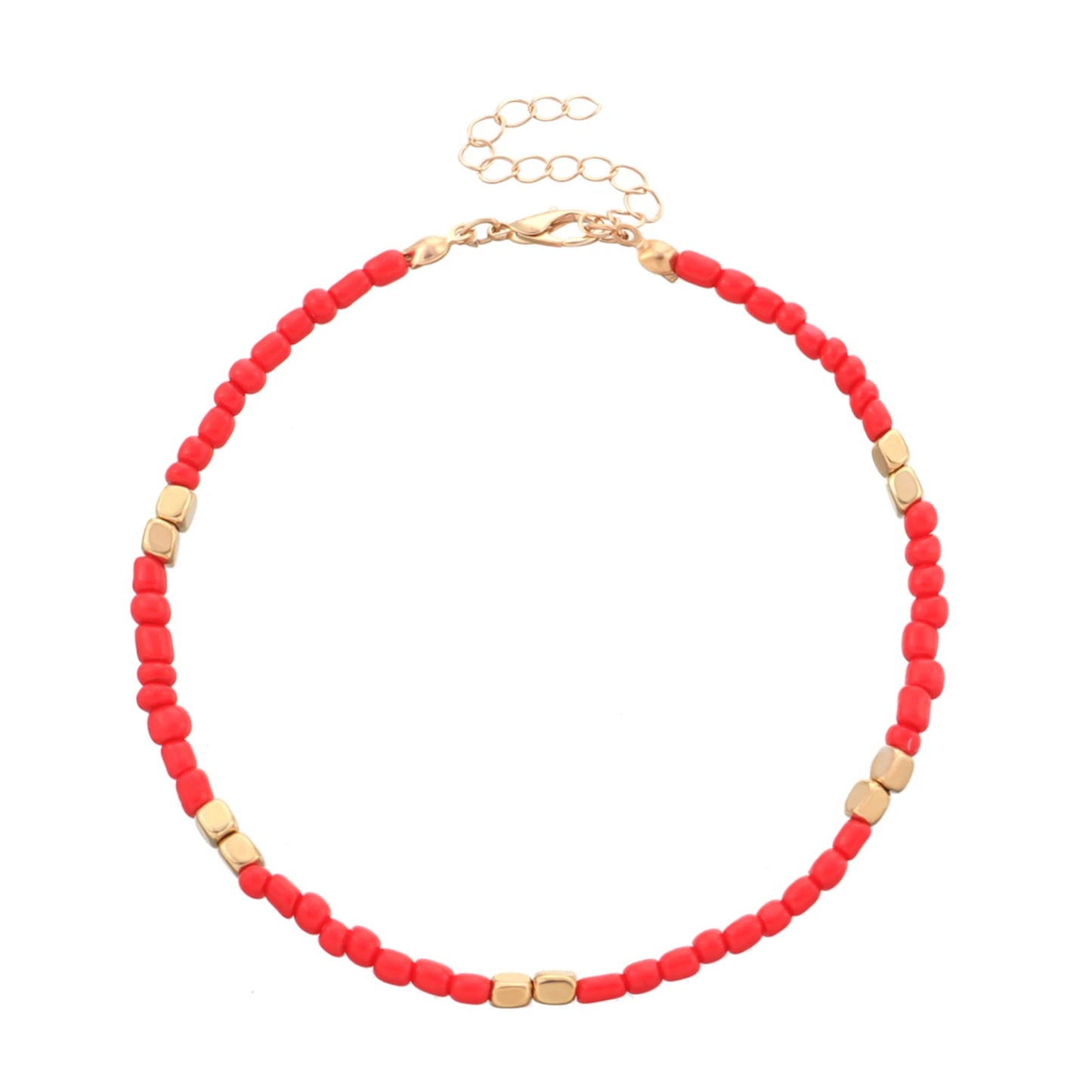✨ Bohemian Glass Beaded Anklet – Handmade Colorful Summer Beach Jewelry 🔷 خلخال بوهيمي مزين بحبيبات زجاج ملونة – إكسسوار يدوي ناعم لصيف الشاطئ