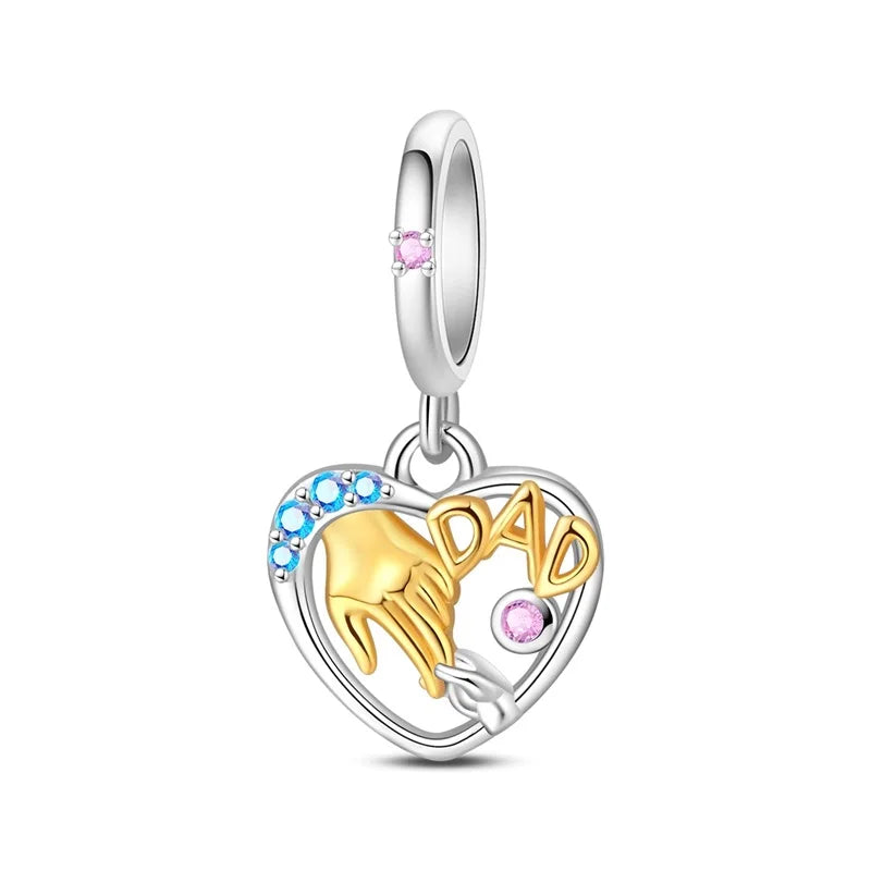 ✨ 925 Sterling Silver Mom & Daughter Heart Charm – Fits Pandora Bracelets 🔷 تعليقة قلب للأم والابنة من الفضة الإسترلينية 925 – مناسبة لأساور باندورا