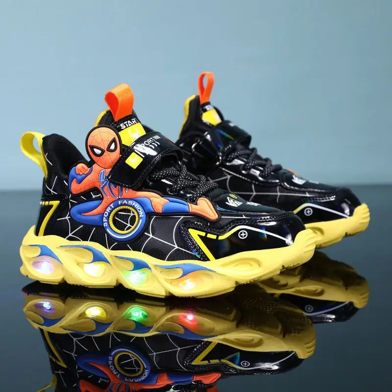 👟 Disney Boys LED Sneakers – Cartoon Light-Up Sports Shoes for Kids | حذاء أطفال ديزني رياضي بإضاءة – تصميم كرتوني ضد الانزلاق مع أضواء LED