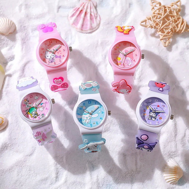 ⌚ Kawaii Sanrio 3D Cartoon Kids Watch – Waterproof Quartz Silicone Wristwatch | ساعة أطفال كرتونية سانريو ثلاثية الأبعاد – مقاومة للماء بسوار سيليكون ناعم