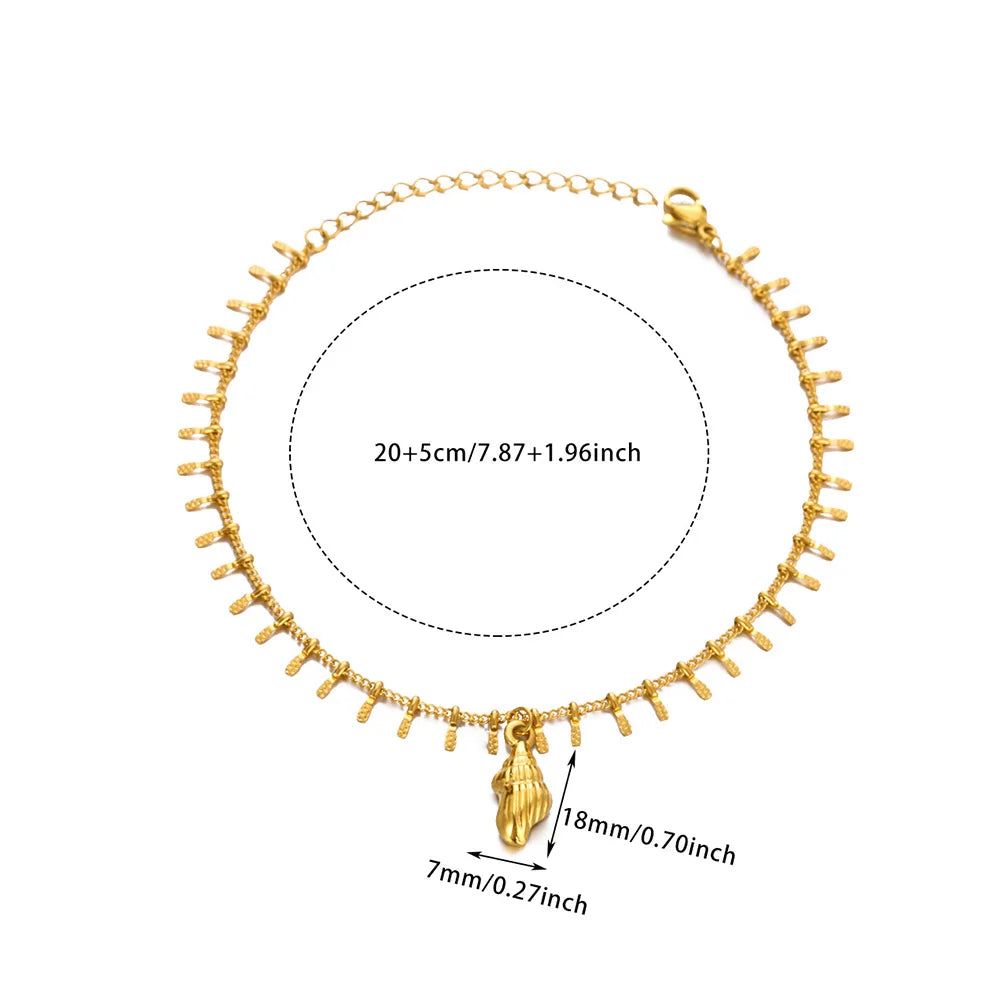 ✨ Ocean Animal Anklet – Gold Stainless Steel Beach Foot Jewelry 🔷 خلخال بسلسلة حيوانات البحر – ستانلس ستيل ذهبي لإطلالة صيفية أنيقة للنساء