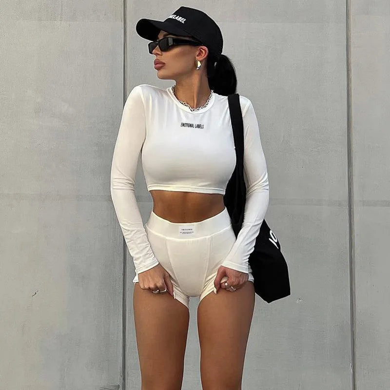 ✨ Women’s 2-Piece Sporty Summer Set – ¾ Sleeve Top & Shorts | طقم رياضي نسائي عصري قطعتين – تيشيرت بأكمام ثلاثة أرباع مع شورت مريح لصيف أنيق