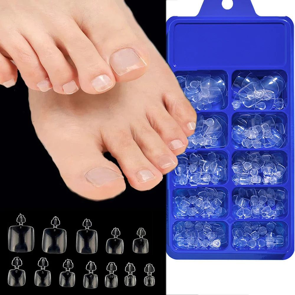 GlossyFit 144pcs Press-On Square Toenails – Full Coverage Glam in 4 Elegant Colors | غلام تو نيل – ١٤٤ ظفر صناعي قصير بتصميم مربع وألوان أنيقة