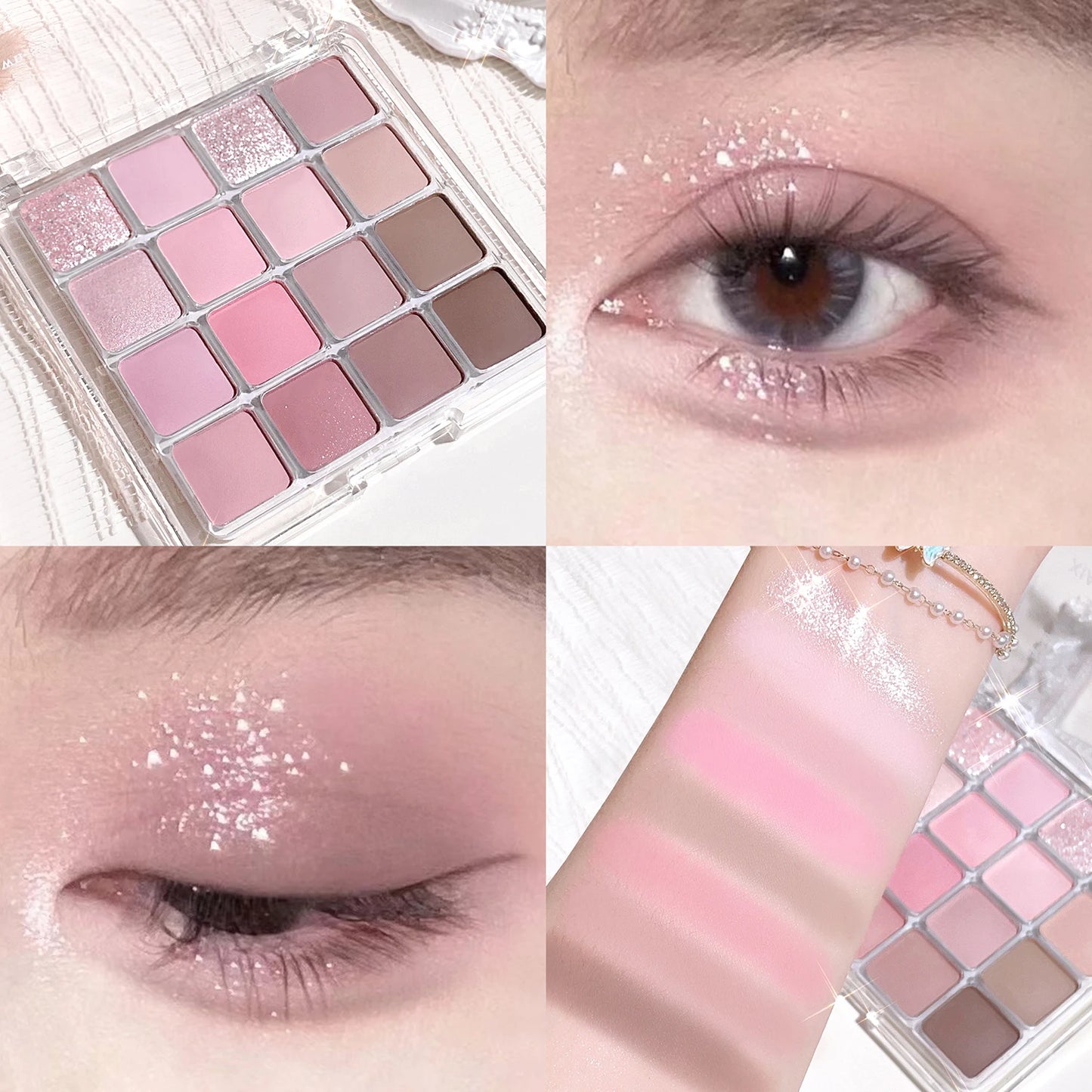 16-Color Sunset Magic Eyeshadow Palette – Korean Matte & Shimmer Earth Tones | باليت ظلال عيون كوري – 16 لون بلمسات مطفية ولمّاعة بألوان الغروب الترابية