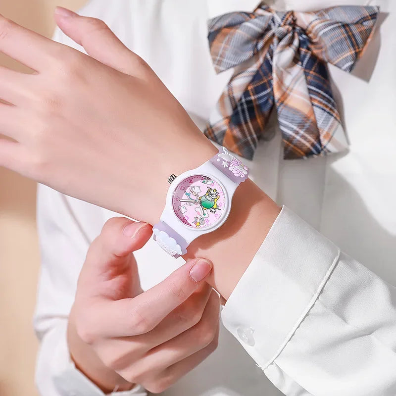 ⌚ Kawaii Sanrio 3D Cartoon Kids Watch – Waterproof Quartz Silicone Wristwatch | ساعة أطفال كرتونية سانريو ثلاثية الأبعاد – مقاومة للماء بسوار سيليكون ناعم