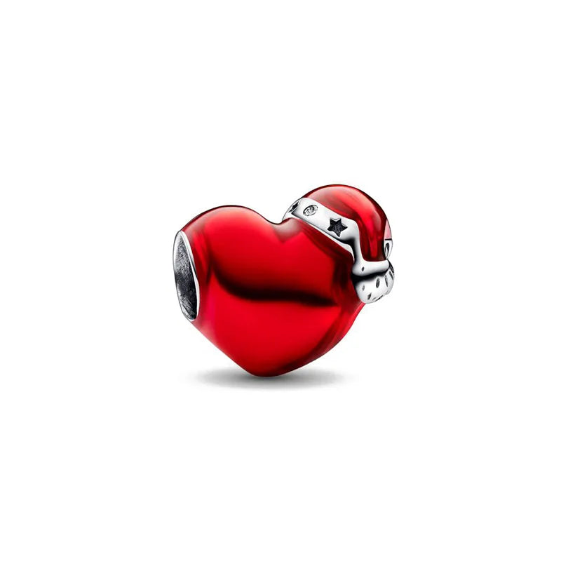 Valentine's Day Red Christmas Apple Gift  Dangle Charms Beads 925 Sterling Silver  Fit Original Heart Bracelet Women Jewelry