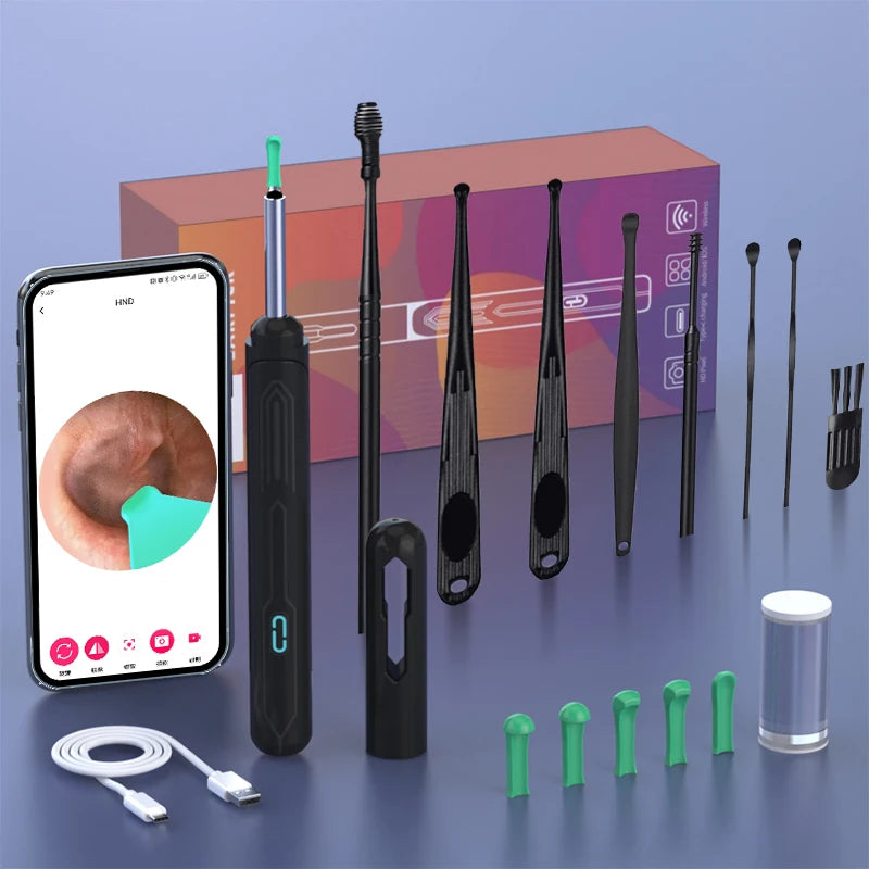 ✨ HD WiFi Ear Cleaner with Camera – 6 LED Lights, 3.6mm Lens, Photo & Video 🔷 جهاز تنظيف الأذن بكاميرا عالية الدقة و6 أضواء LED – عدسة 3.6 مم مع تصوير فيديو وصور