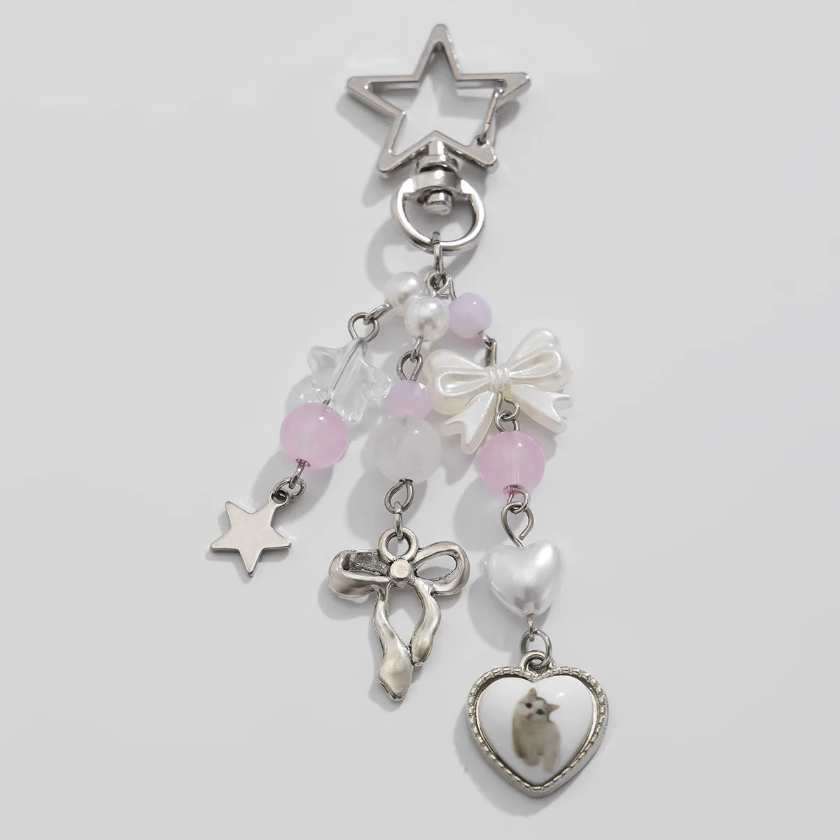 Y2K Flower, Star, Bow & Strawberry Pendant Keychain – Acrylic Bag & Pants Chain Accessory for Girls & Students | سلسلة مفاتيح Y2K بتعليقات زهر، نجمة، فيونكة وفراولة – إكسسوار أكريليك عصري للحقائب والبناطيل