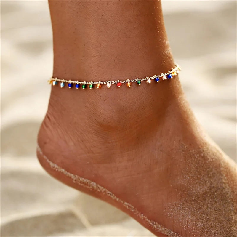 ✨ Bohemian Turkish Eye Charm Anklet – Colorful Butterfly, Flower & Shell Jewelry 🔷 خلخال بوهيمي مزين بعيون تركية وأشكال فراشة وزهرة وصدف – إكسسوار صيفي للنساء