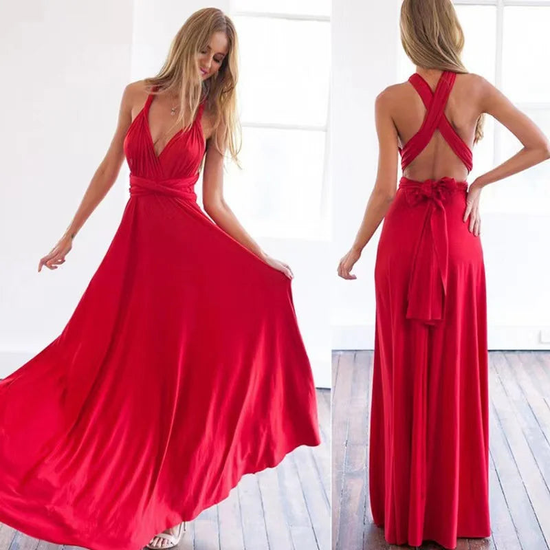 💃 Convertible Infinity Maxi Dress for Women 🔥 – Multiway Wrap Boho Bandage Gown for Parties & Bridesmaids | فستان نسائي طويل قابل للتعديل – فستان لفّ أنيق بإطلالات متعددة للمناسبات وحفلات الزفاف
