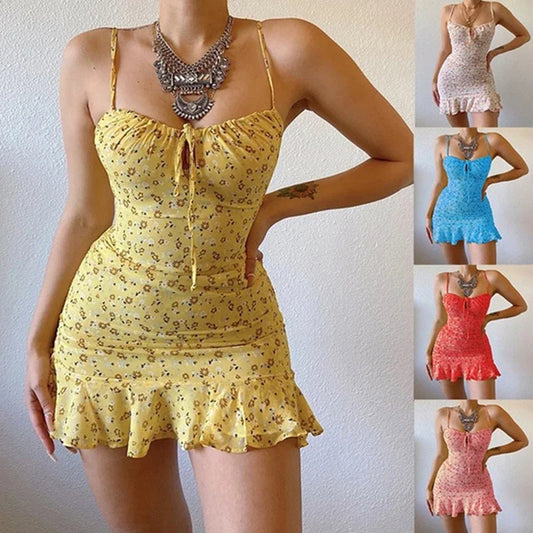 🌸 Women's Summer Floral Camisole Dress – Soft & Sexy Homewear Mini Skirt | فستان نسائي صيفي مزهر – تصميم كاميسول ناعم وجذاب للبيت