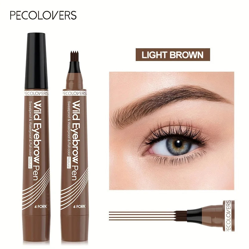 قلم وشم حواجب ضد الماء بأطراف رباعية – 6 ألوان طبيعية | Waterproof 4-Tip Eyebrow Tattoo Pen – 6 Natural Colors