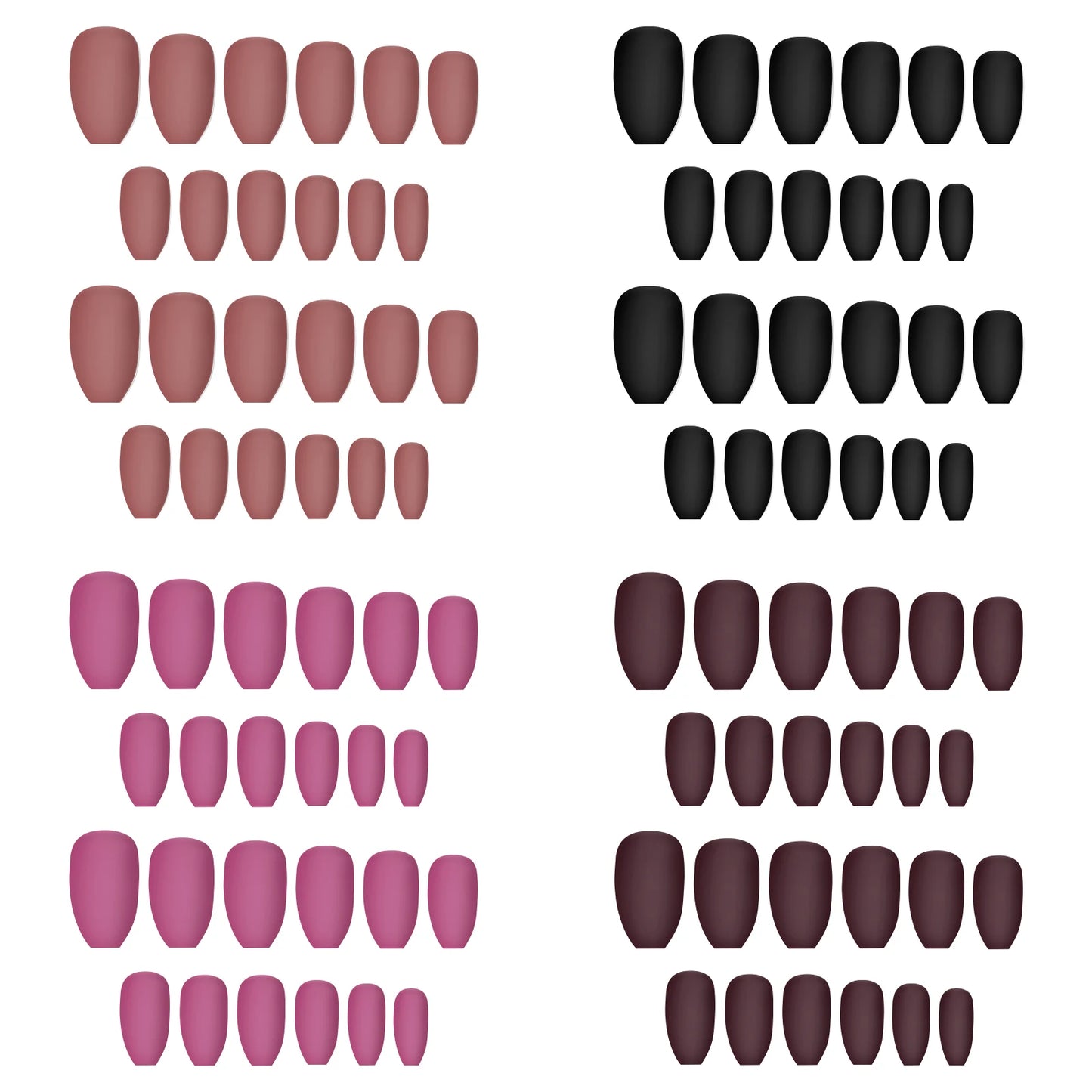 VelvaMatte 4-Color Soft Matte Press-On Nails – Full Coverage Elegance at Your Fingertips | ڤيلفا مات – أظافر صناعية ناعمة بـ ٤ ألوان مطفية لإطلالة أنيقة متكاملة