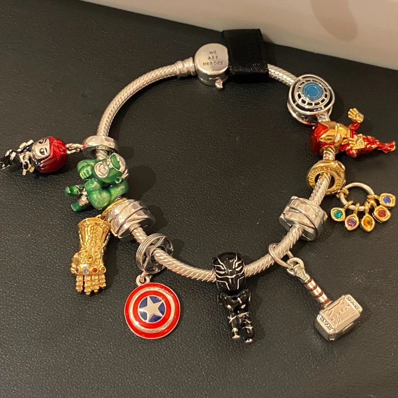 925 Sterling Silver Disney Bead Charm – Mickey, Minnie & Stitch DIY Bracelet Accessory | خرزة فضية أصلية 925 بتصميم ديزني – ميكي، ميني، وستيتش لسوار DIY نسائي أنيق