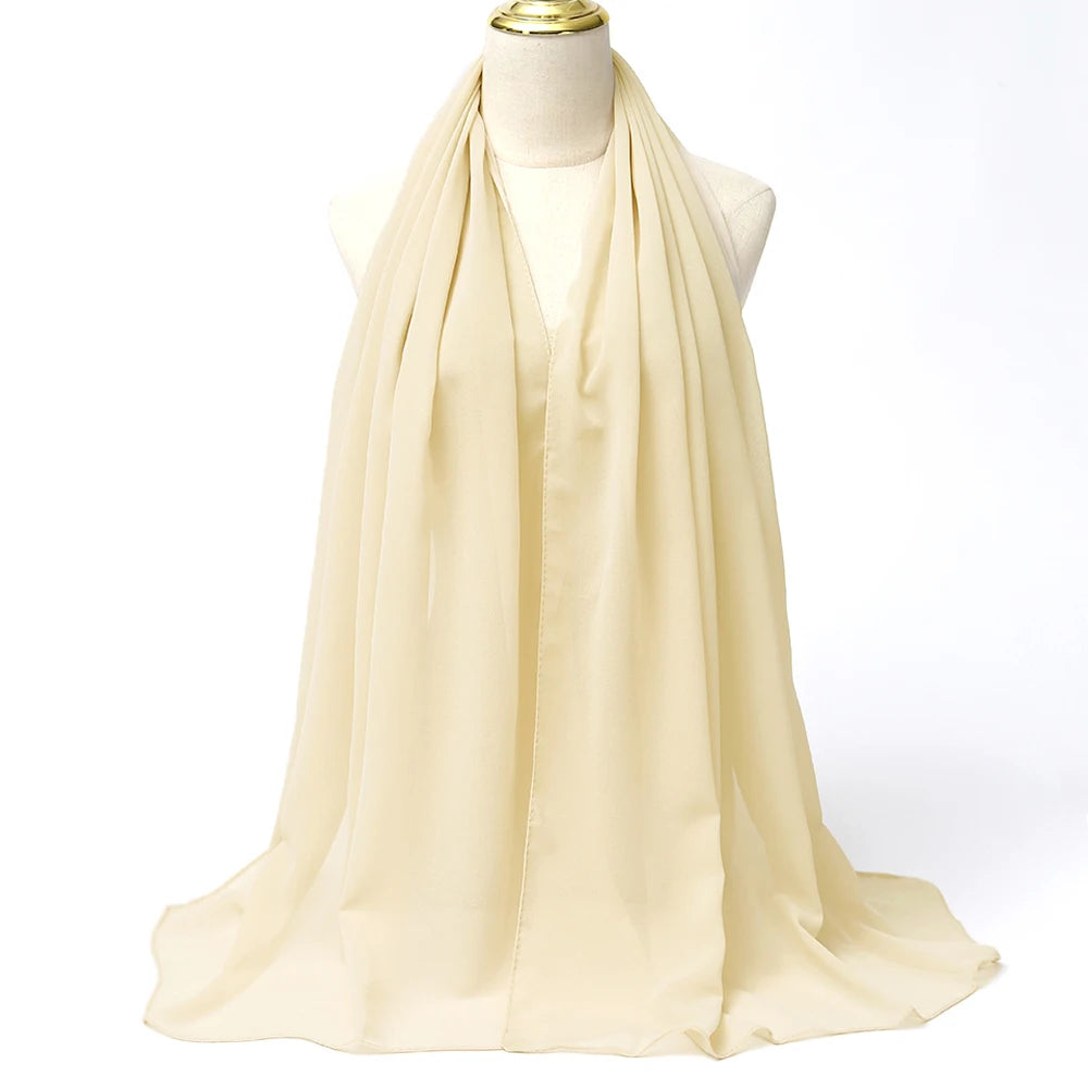 🌙 Muslim Chiffon Hijab Scarf for Women 🧣 – Solid Color Long Head Wrap Lightweight Veil | حجاب شيفون نسائي طويل – شال سادة بألوان أنيقة وخامة خفيفة