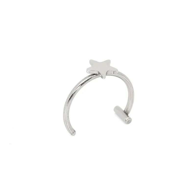 ✨ Stainless Steel Fake Nose & Lip Ring – C Clip Non-Pierced Body Jewelry 🔷 حلقة أنف أو شفة وهمية من الستانلس ستيل – تصميم C كليب بدون ثقب للنساء