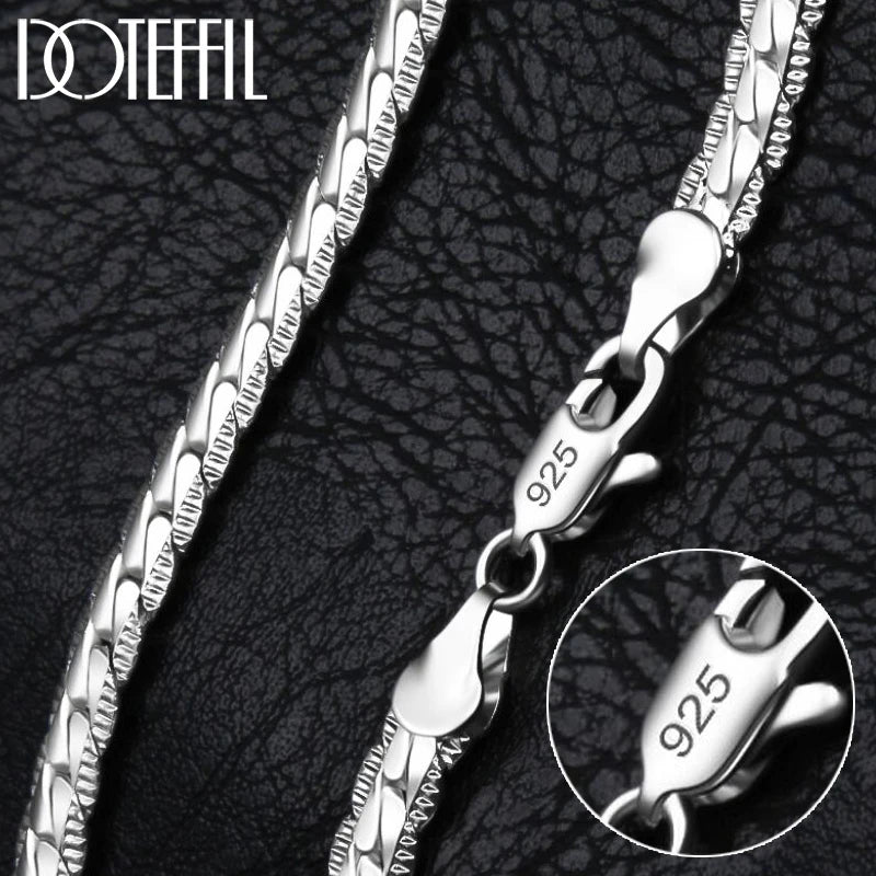 ✨ DOTEFFIL 925 Sterling Silver Chain Necklace – 6mm Side Chain, Multiple Lengths 🔷 سلسلة دوتيفيل فضة أصلية 925 – عرض 6 مم بطول متنوع للرجال والنساء