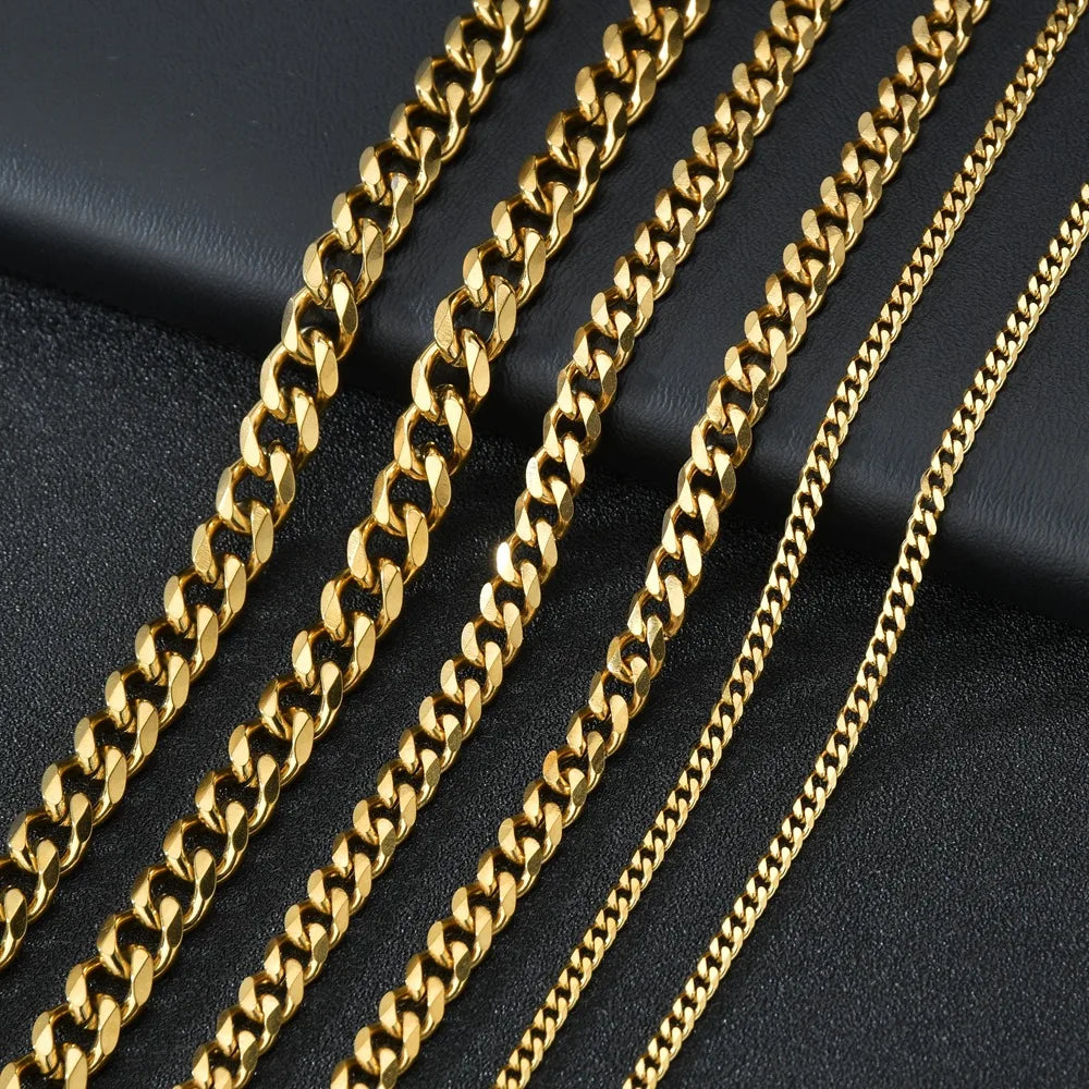 ✨ Punk Curb Cuban Chain Necklace – 3/5/7mm Stainless Steel Unisex Link 🔷 سلسلة ستانلس ستيل ستايل بانك – تصميم كيرب كوبن 3/5/7 ملم للرجال والنساء
