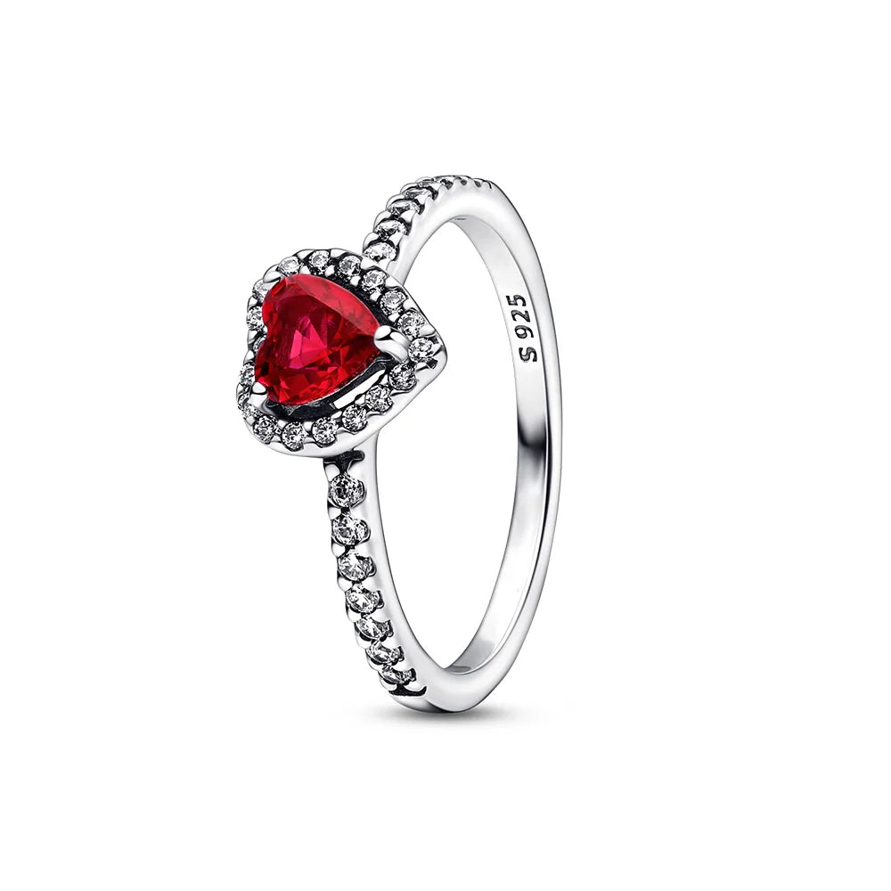 ✨ Red & Pink Heart Zircon Ring – Fashion Wedding Jewelry Gift 🔷 خاتم أنيق مرصع بحجر زركون قلب باللونين الأحمر والوردي – هدية راقية للزفاف والموضة