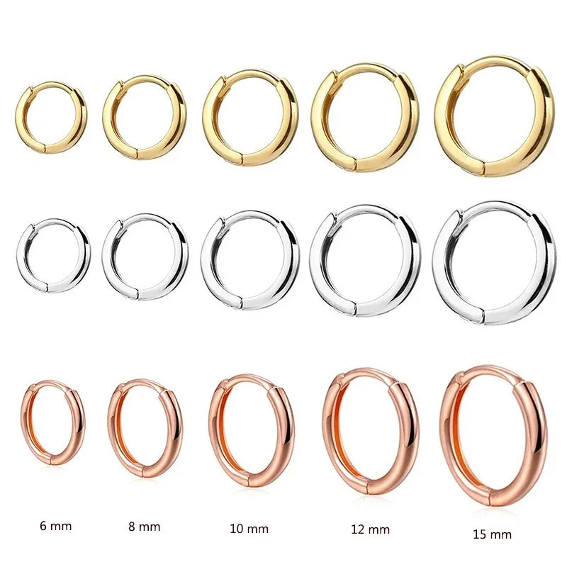 ✨ 2pcs Gold Color Tiny Hoop Earrings – Unisex Cartilage Piercing Jewelry 🔷 طقم حلقين ذهبيين صغيرين (قطعتان) – أقراط غضروف أنيقة للنساء والرجال