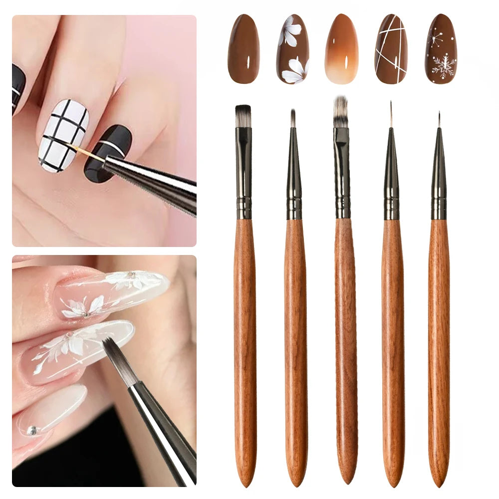 9pcs DIY Brush Nail Art Brush Set  Acrylic Lace Ombre Design Nail UV Gel Painting Drawing Flowers Pen Manicure Salon Tools Suit