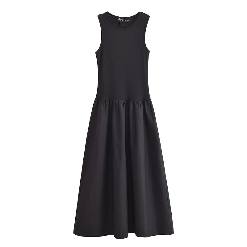 🌿 TRAF Khaki Elegant Long Dress 2025 👗 – Sleeveless Spring Casual & Party Dress for Women | فستان طويل أنيق بالكاكي من TRAF – بدون أكمام، موضة ربيع 2025، كاجوال وسهرة