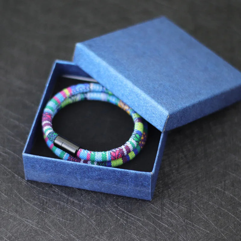 ✨ Men's Bohemia Magnetic Rope Bracelet – Adventure Surf & Beach Style 🔷 سوار رجالي بوهو بحبل مغناطيسي – ستايل المغامرة والشاطئ والسيرف