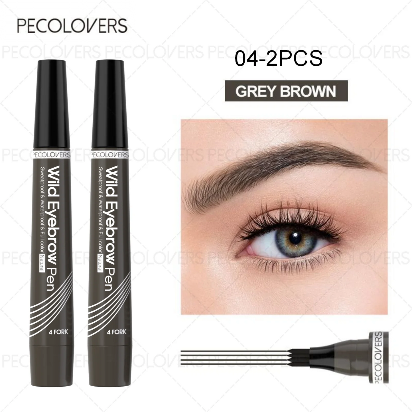 قلم وشم حواجب ضد الماء بأطراف رباعية – 6 ألوان طبيعية | Waterproof 4-Tip Eyebrow Tattoo Pen – 6 Natural Colors