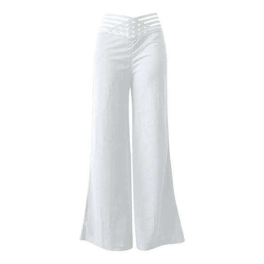 💫 Women’s Flared Mesh Patch Pants 👖 – High Waist Y2K Wide-Leg Streetwear Trousers | بنطال نسائي واسع بخصر عالٍ وتفاصيل شبك – ستايل Y2K أنيق للخريف والطلعات الكاجوال