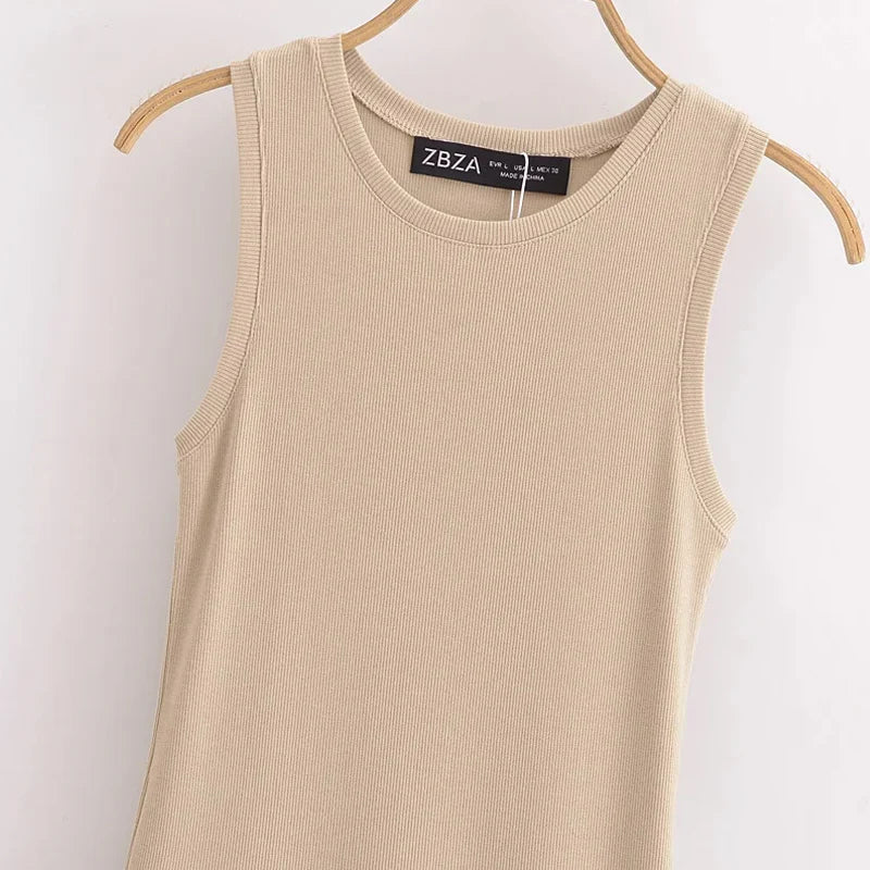 🌿 TRAF Khaki Elegant Long Dress 2025 👗 – Sleeveless Spring Casual & Party Dress for Women | فستان طويل أنيق بالكاكي من TRAF – بدون أكمام، موضة ربيع 2025، كاجوال وسهرة
