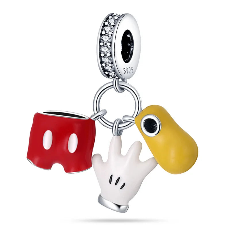 925 Sterling Silver Disney Bead Charm – Mickey, Minnie & Stitch DIY Bracelet Accessory | خرزة فضية أصلية 925 بتصميم ديزني – ميكي، ميني، وستيتش لسوار DIY نسائي أنيق