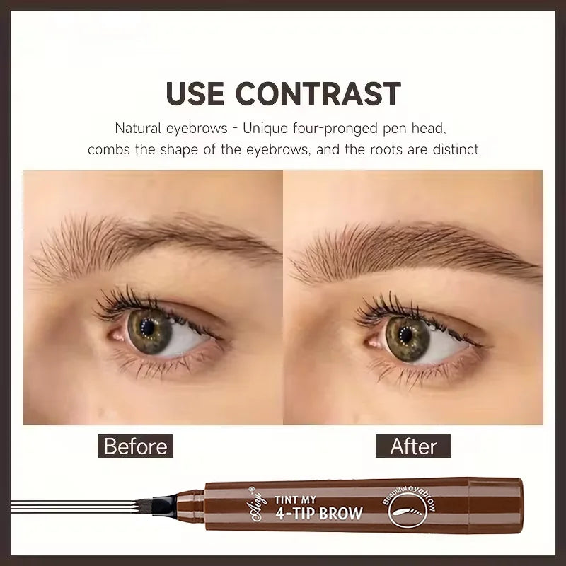 4-in-1 Waterproof Eyebrow Pencil – 5-Color Long-Lasting Liquid Brow Definer | قلم حواجب 4 في 1 مقاوم للماء – 5 ألوان طبيعية لتحديد ورسم الحواجب بثبات عالي